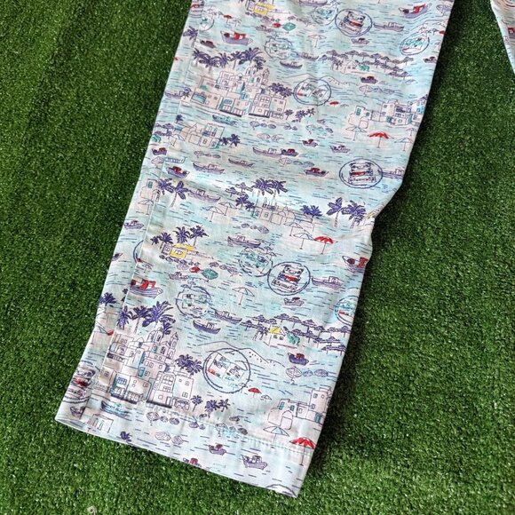 Talbots Flat Front The Weekend Chino Santorini Print Blue Casual Pants Size 12 - Picture 12 of 14